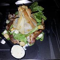 recette Salade de papillotte croustillante au lard et pélardon chaud