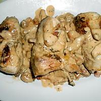 recette CAILLES AUX CHAMPIGNONS LARDONS