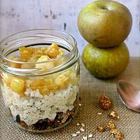 recette Parfait granola aux graines et pomme, riz au lait au pavot, compotée de pommes vanillée ( sans gluten, option vegan )