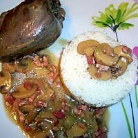 recette Pigeons champignons et lardons..