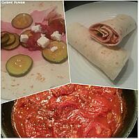 recette Fajitas jambon courgette poivron tomate feta