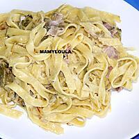 recette Tagliatelles aux poireaux et lard fumé