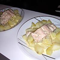 recette Pavés de saumon et ses pommes de terre a la sauce citronné au Varoma Thermomix
