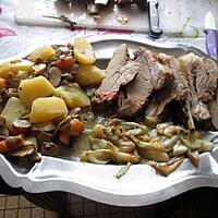 recette roti veau  ,,  légumes;    cognac,  épices  cajun!!