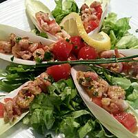 recette Feuilles de chicon (endive) aux crevettes grises