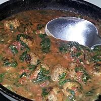 recette Sauce tomate aux épinards et aux boulettes de sardines