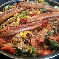 recette Poêlée de légumes mijotés et merguez grillées