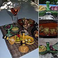 recette MEZZES - Houmous, Keftedes, brochettes agneau, olives, fromage, figuettes...