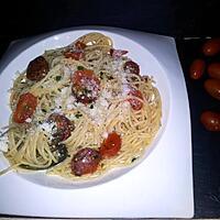 recette Spaghettis aux tomates cerise-chorizo