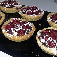 recette Tartelettes sablées aux framboises et a la  ganache chocolat