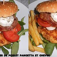 recette BURGER DE POULET PANCETTA ET CHEVRE