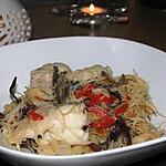 recette Nouilles de riz à la lotte et aux champignons