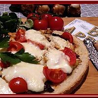 recette Tartine au poulet, tomates et mozza