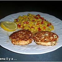 recette Croquette de saumon et sa salade de maïs, poivron