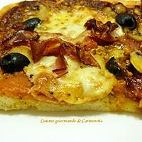 recette Pizza Speck et olives noires