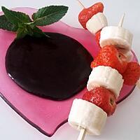 recette Brochettes de fruits a la sauce au cacao