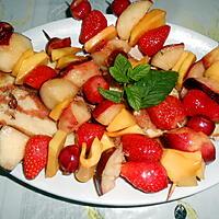 recette BROCHETTES DE FRUITS FRAIS POELEES AU MIEL