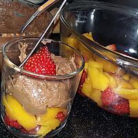 recette Verrine de mangue, fraises a la chantilly de chocolat