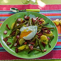 recette Salade tiède au chorizo et oeuf poché