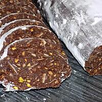 recette Saucisson au chocolat "amandes/pistaches"