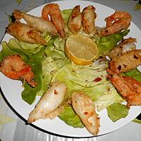 recette FRITURE DE CALAMARETTI ET CREVETTES