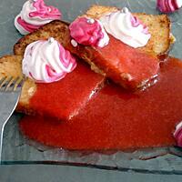 recette Brioche perdue coulis de fraises et chantilly bicolore