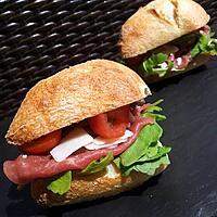 recette Sandwichs ciabatta roquette carpaccio de boeuf-parmesan