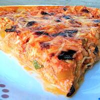 recette Tarte crémeuse à la tomate, poivron et courgette