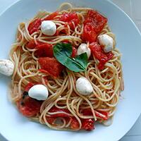 recette SPAGHETTI "EXPRESS" TOMATE MOZZARELLA BASILIC