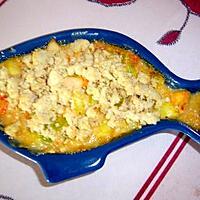 recette Crumble de saumon aux courgettes, poireau.....