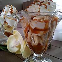 recette Coupes de glace banana split au caramel