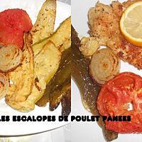 recette LEGUMES GRILLES ESCALOPES DE POULET PANEES