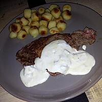 recette Entrecôte pomme noisette sauce au mascarpone-bleu