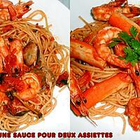 recette DUO DE SPAGHETTI GAMBAS VONGOLE ET SURIMI