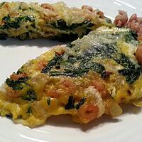 recette Oeufs épinards crevettes grises, façon frittata