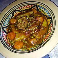 recette Tajine de boulettes de boeuf au pommes de terre carotte et petit pois