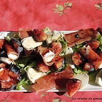 recette Salade de figues, jambon de pays, mozzarella et vinaigre de figues