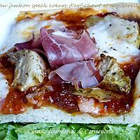 recette Pizza au jambon spek coeurs d'artichaut et mozzarella