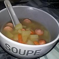 recette Soupe de morceaux de légumes et saucisses de Strasbourg au thermomix