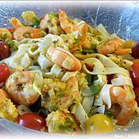 recette Tagliatelles aux crevettes sauce figues de Barbarie