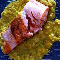 recette Pavé de saumon poireaux curry (compatible dukan)