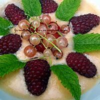recette Soupe de melon et sa nage de fruits du jardin (groseilles, fraises, framboises)