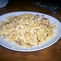 recette penne aux lardons  poulet et creme fraiche ,