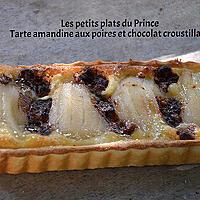 recette TARTE AMANDINE AUX POIRES ET CHOCOLAT CROUSTILLANT