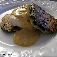 recette Dos de cabillaud, blinis d'épiinards et sa sauce au curry