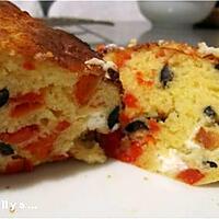 recette Cake poivron, féta, olive