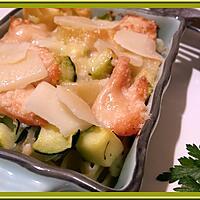 recette Gratin de pâtes aux courgettes et saumon fumé.