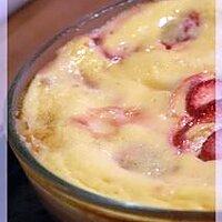 recette Fraises coincées entre clafoutis et cheesecake