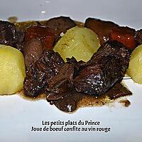 recette JOUE DE BOEUF CONFITE AU VIN ROUGE ET CEPES