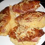 recette Croissants garnis jambon,béchamel,émmental